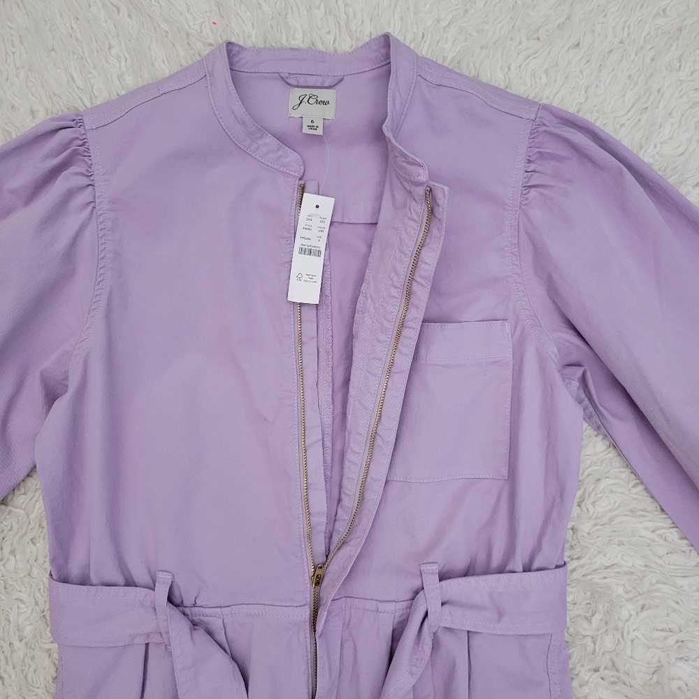 J Crew Womens Puff Sleeve Chino Jumpsuit Overalls Sz 6 Lavender Purple - Picture 4 of 13